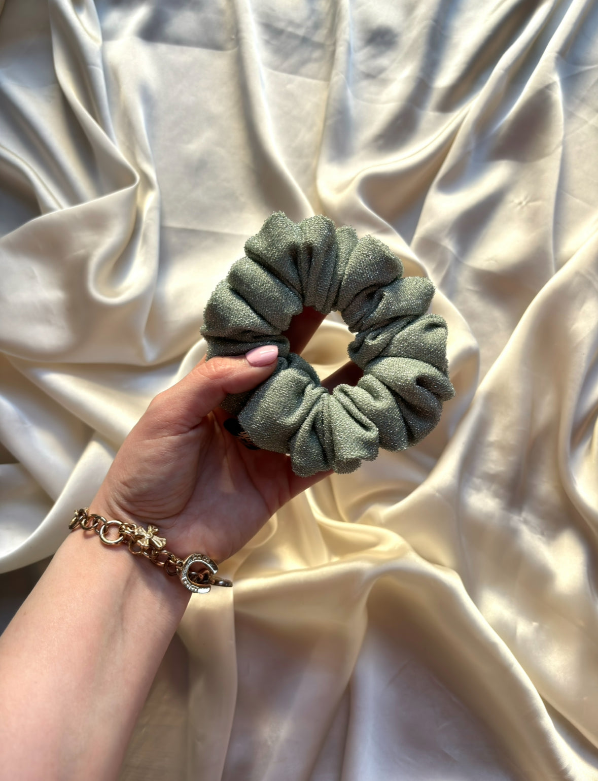 Sage Stardust Skinny Scrunchie