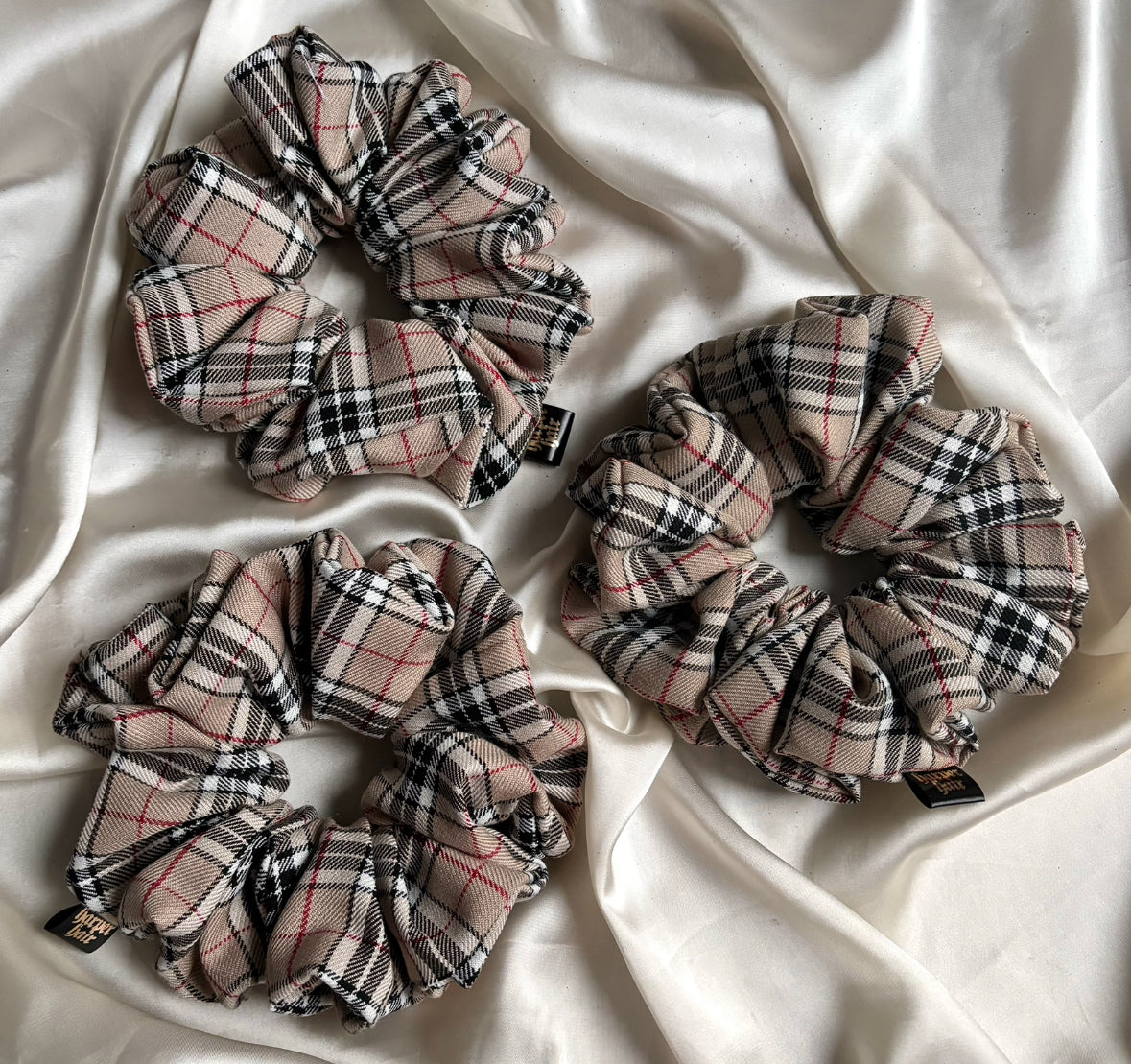 Beige Tartan XL Scrunchie
