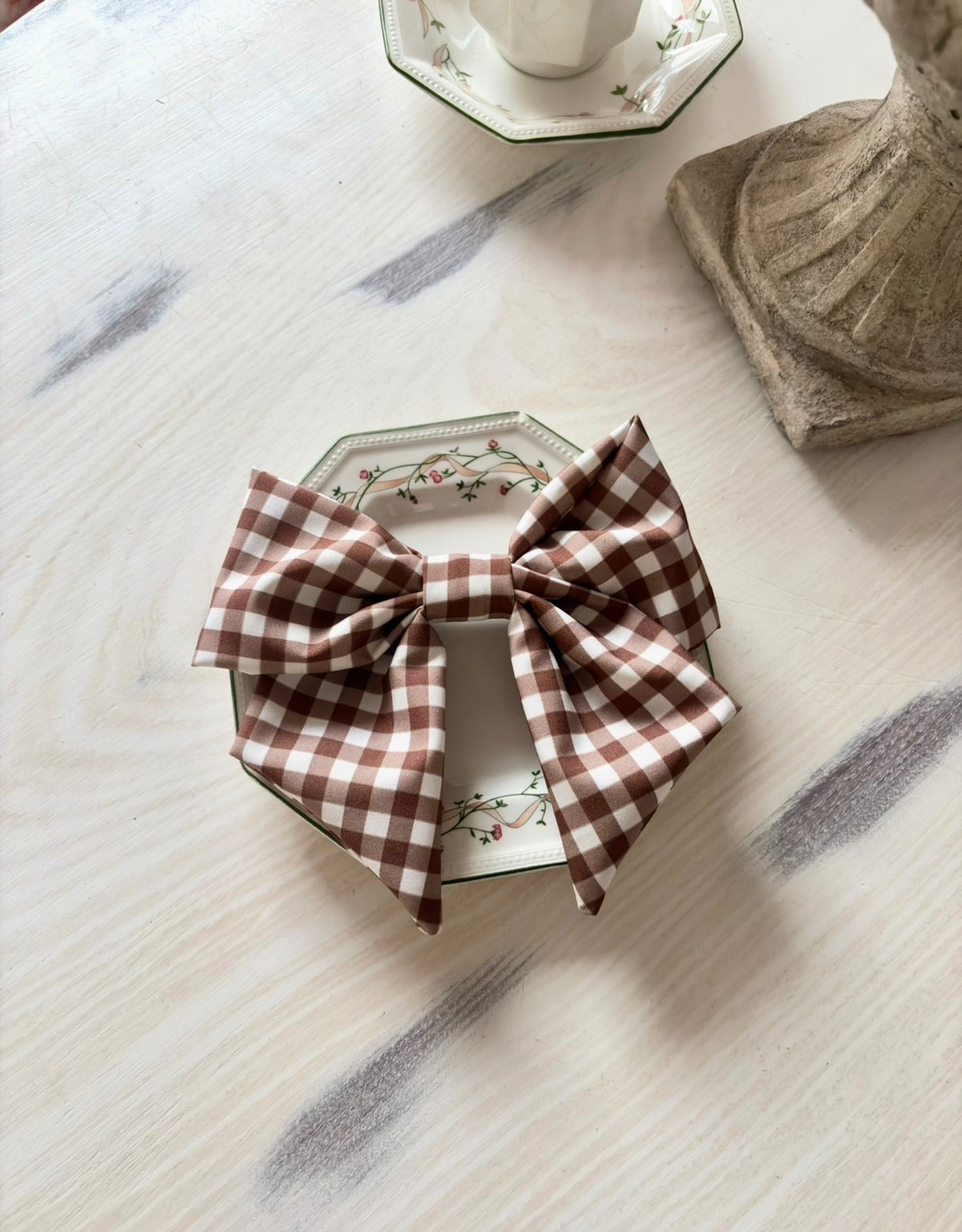 Brown Gingham Petite Bow