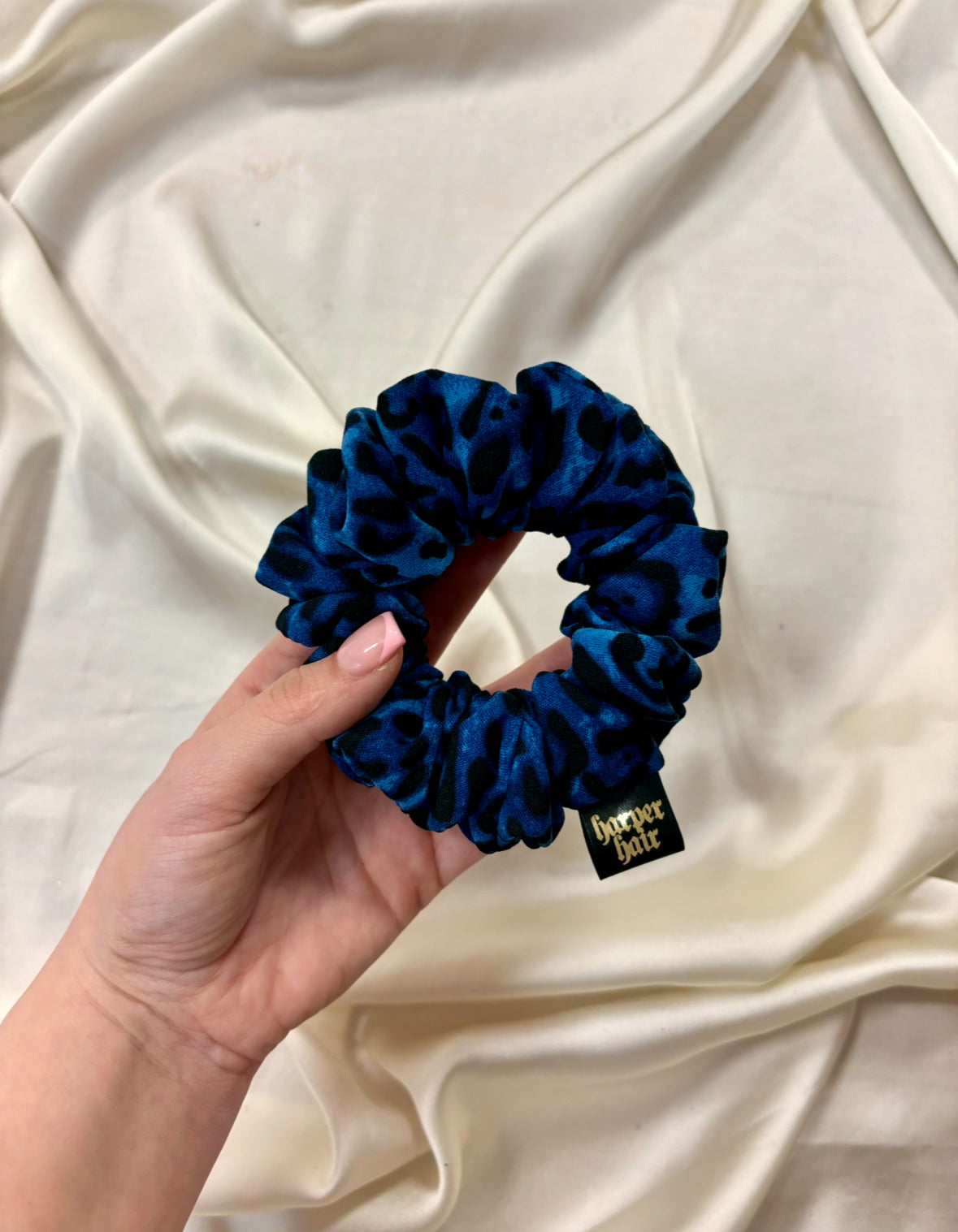 Sapphire Leopard Skinny Scrunchie