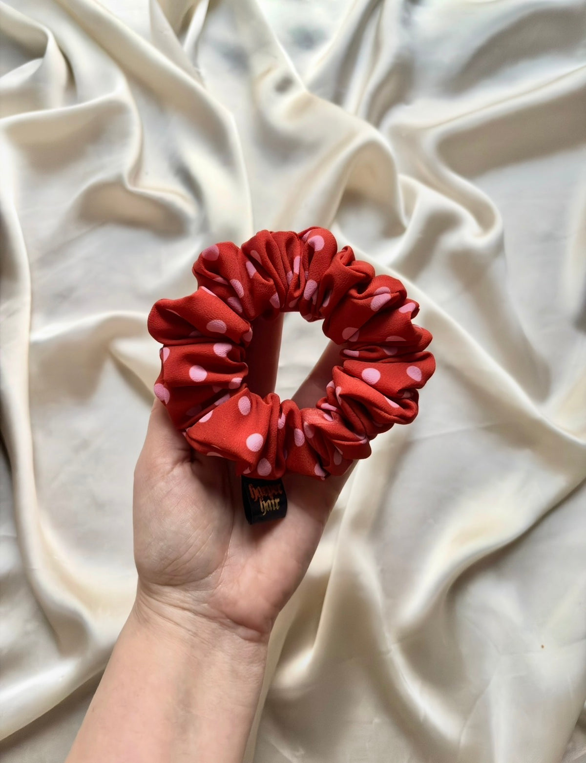 Terracotta Polka Dot Skinny Scrunchie