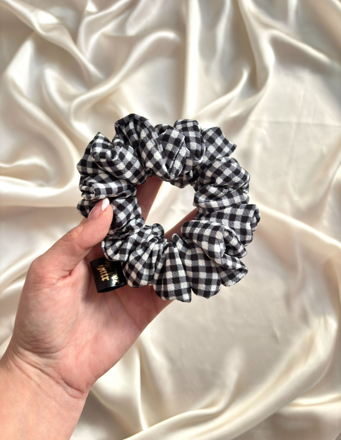 Monochrome Check Skinny Scrunchie