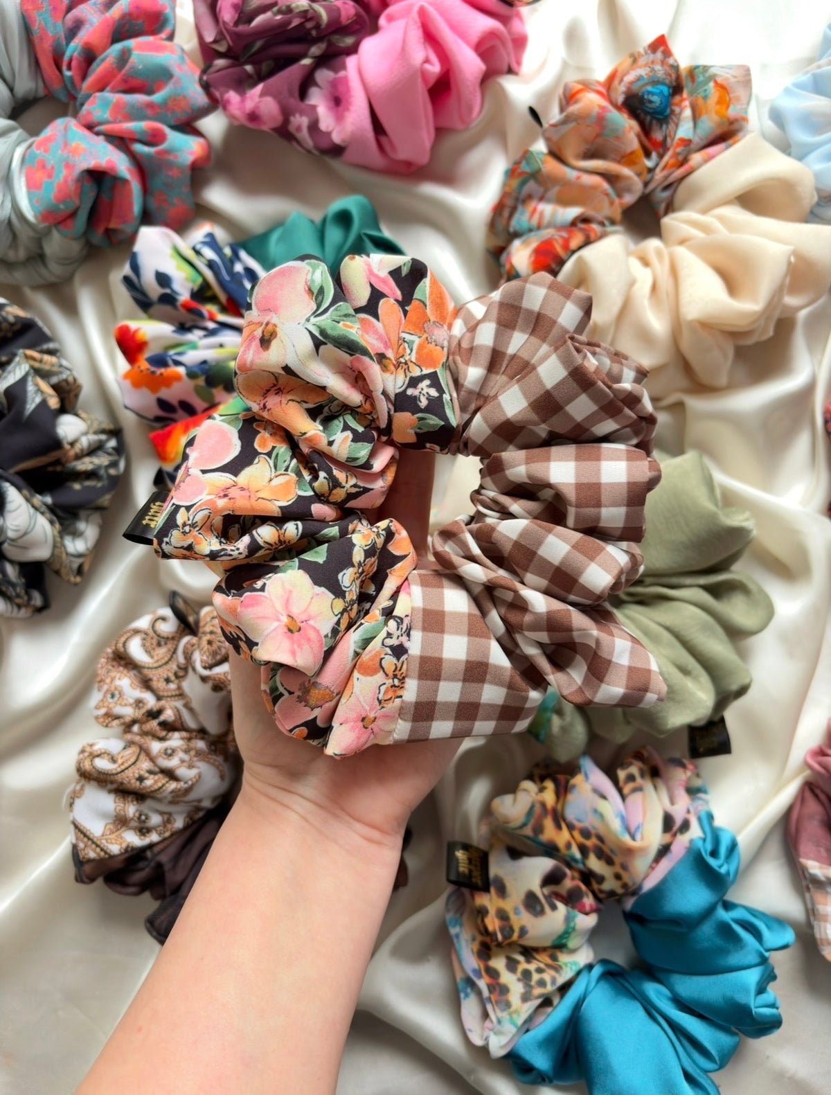 Autumn Floral / Gingham XL Scrunchie