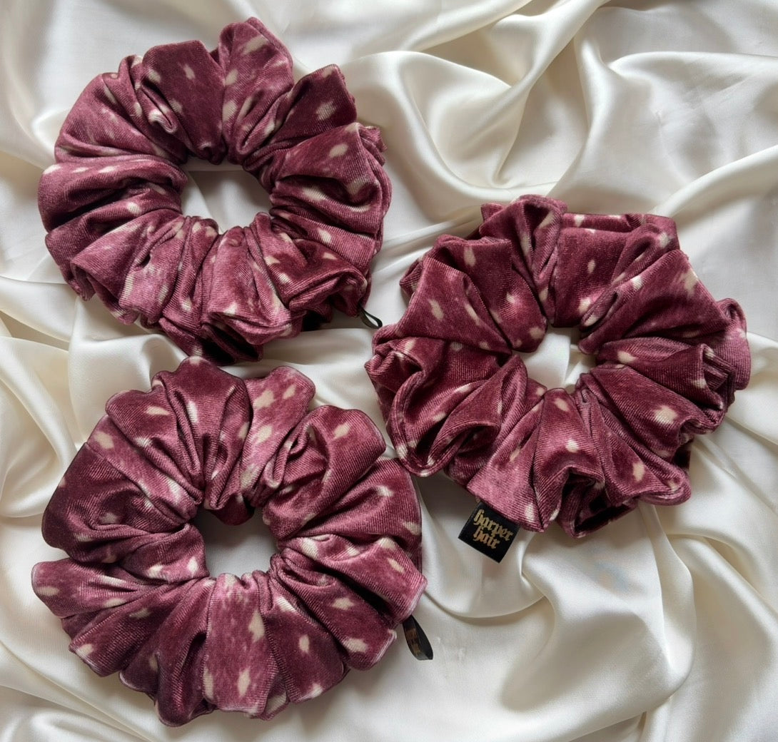 Velvet Burgundy Deer Print XL Scrunchie