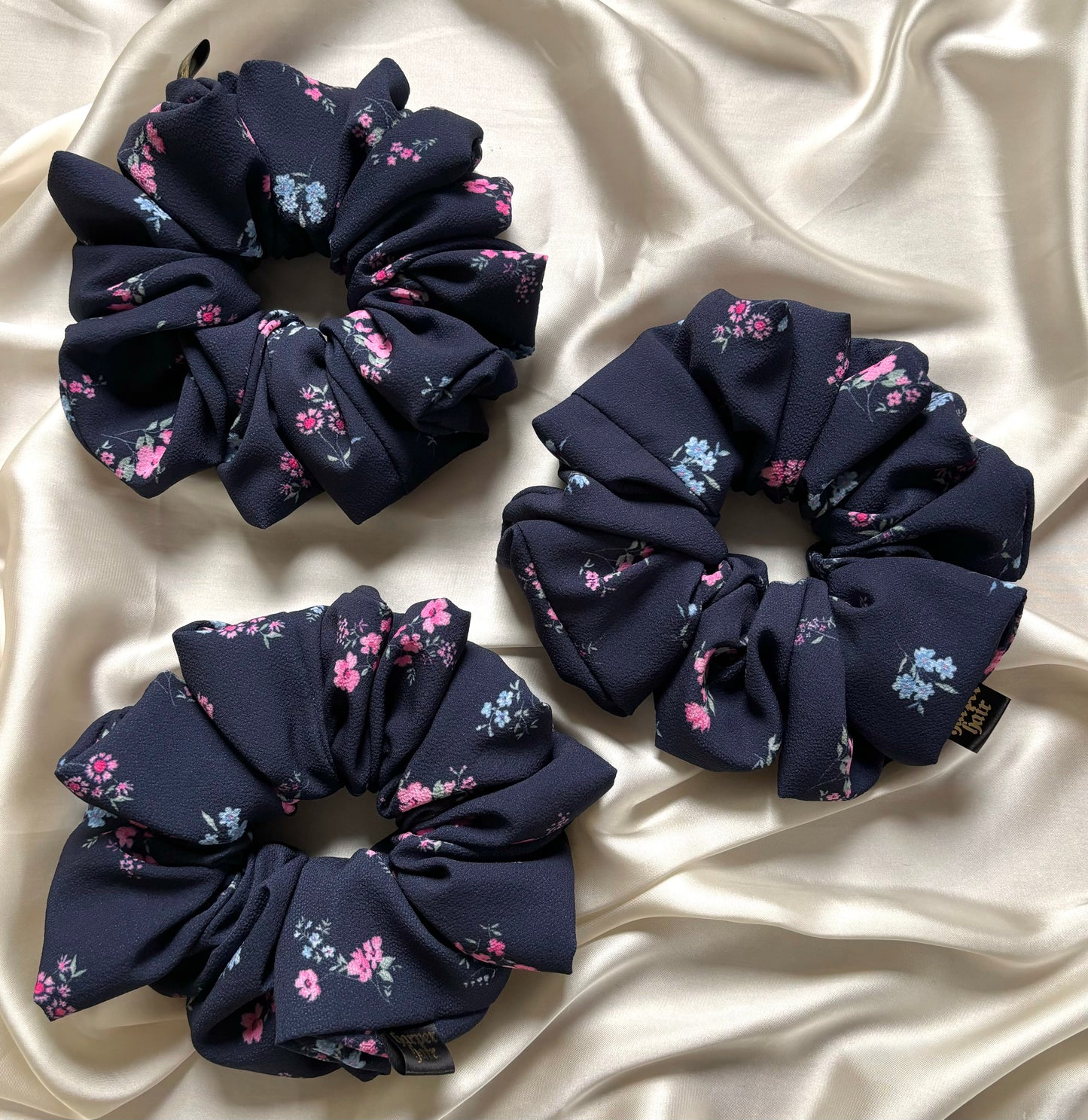 Navy Bloom Scrunchie