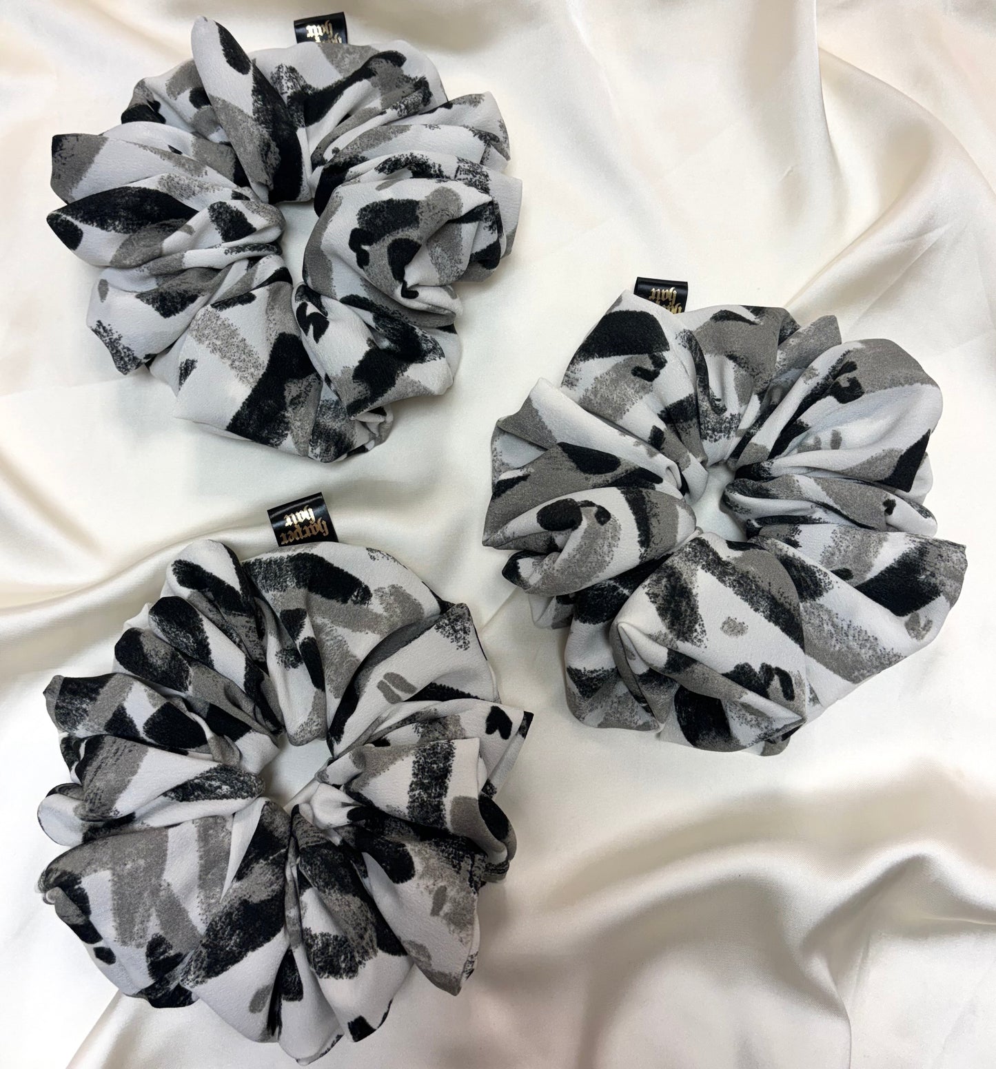 Black & Silver Canvas Scrunchie