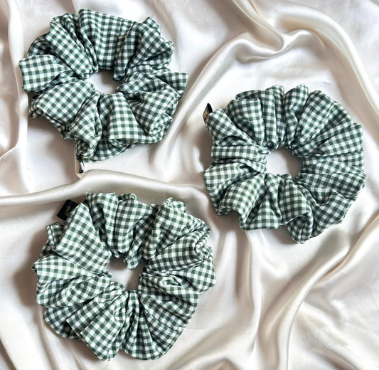 Moss Gingham Scrunchie
