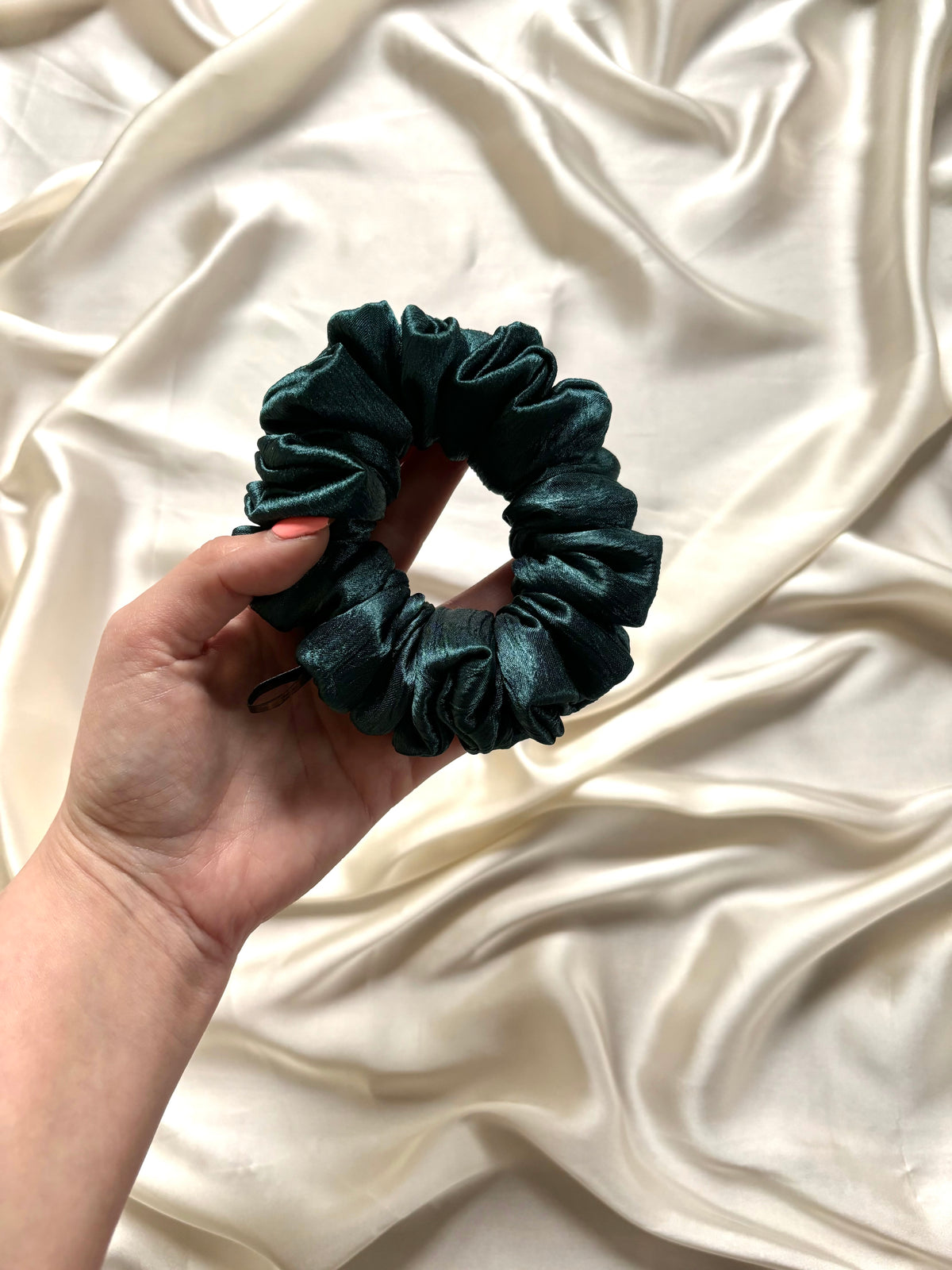 Emerald Luxe Skinny Scrunchie