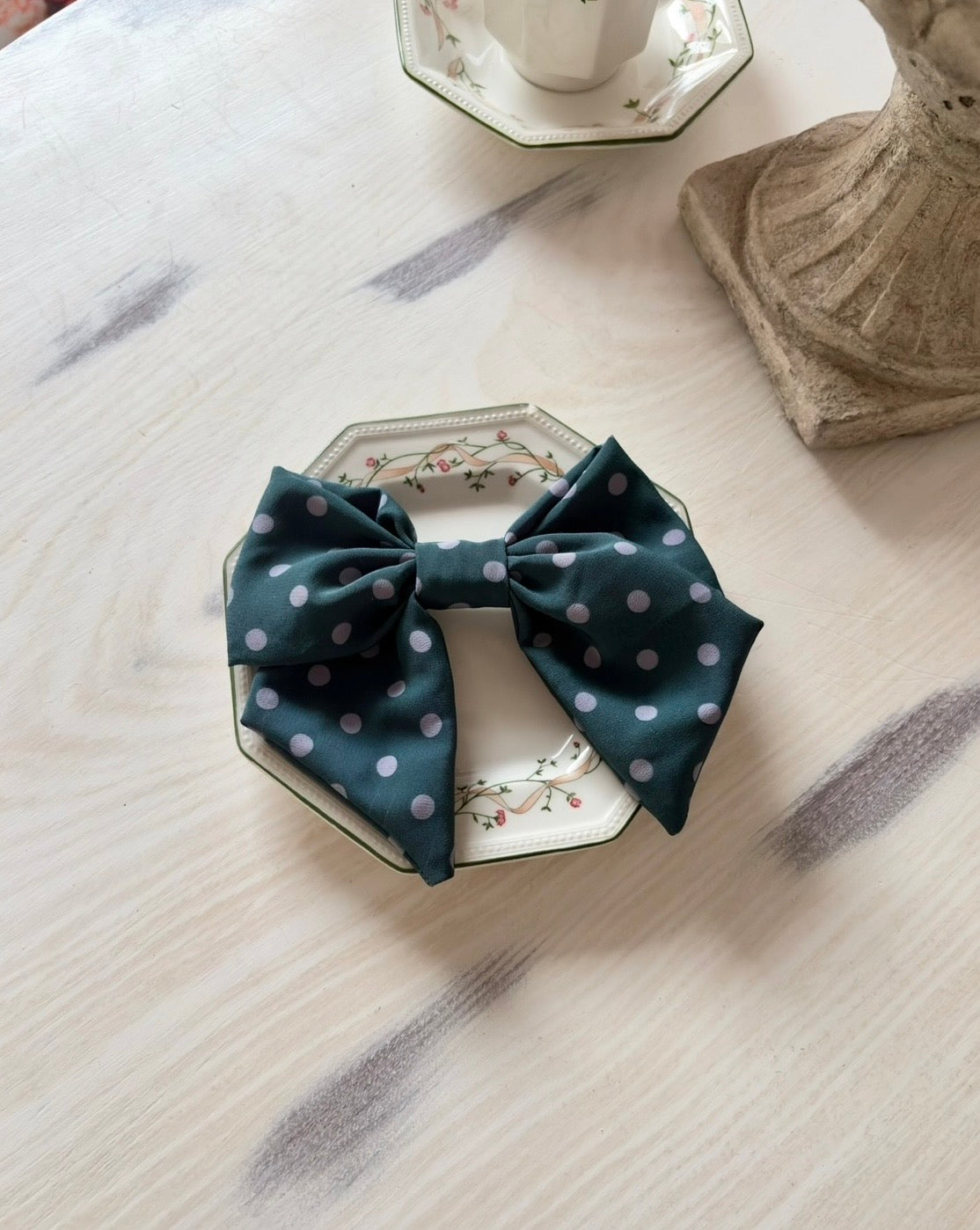 Teal Polka Dot Petite Bow