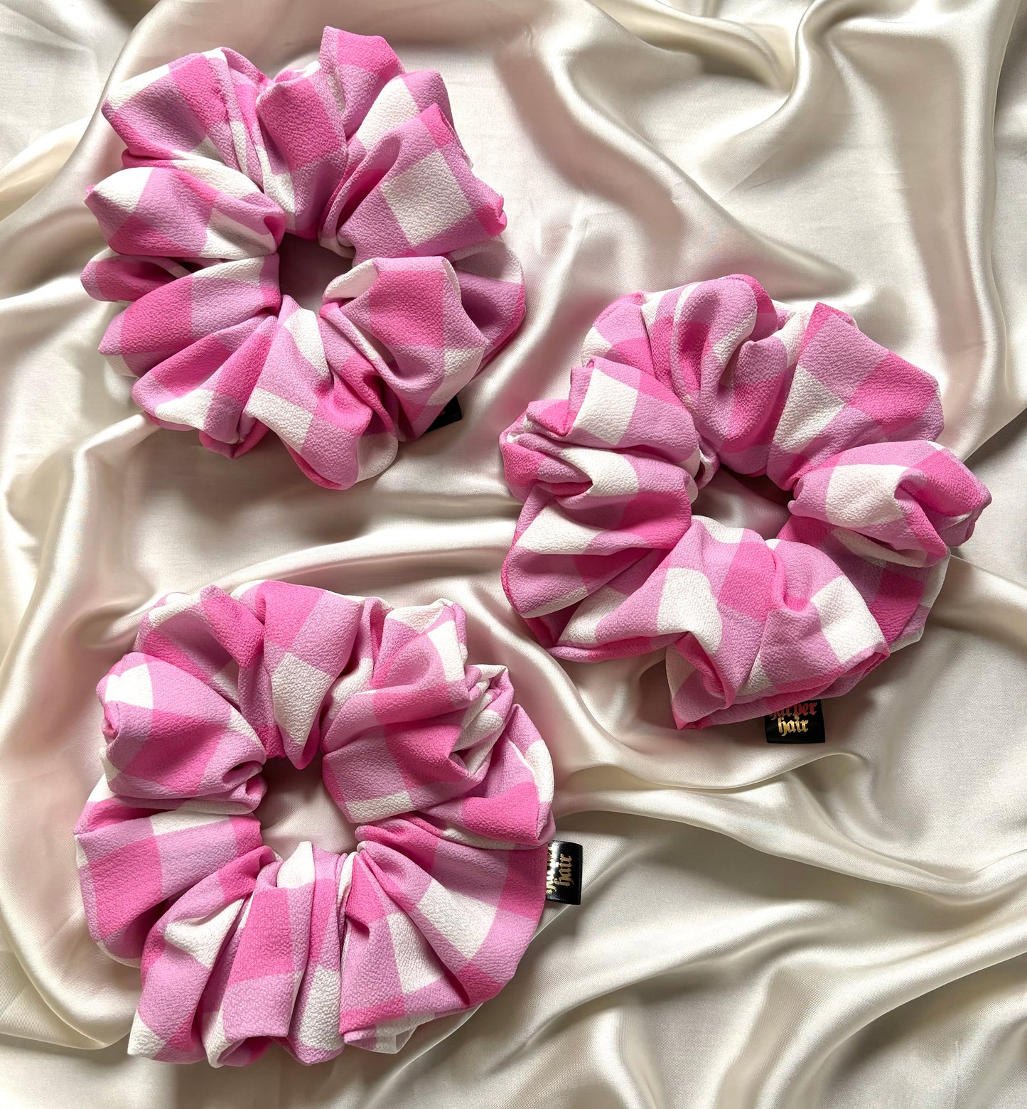 Candyfloss Check Scrunchie