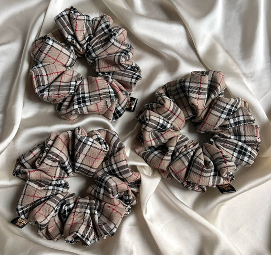 Beige Tartan XL Scrunchie