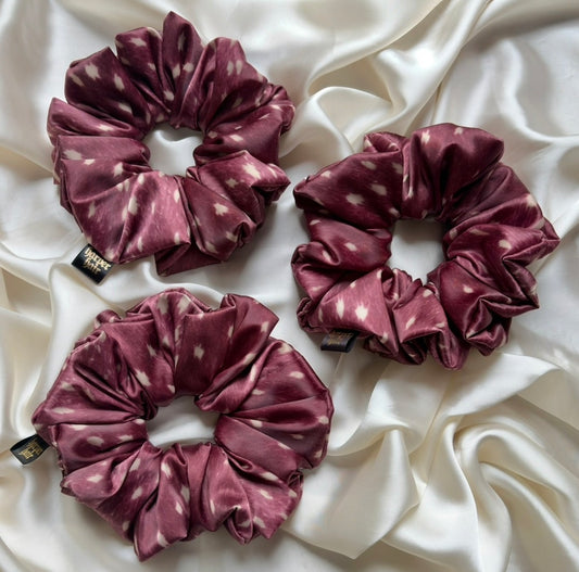 Satin Burgundy Deer Print XL Scrunchie