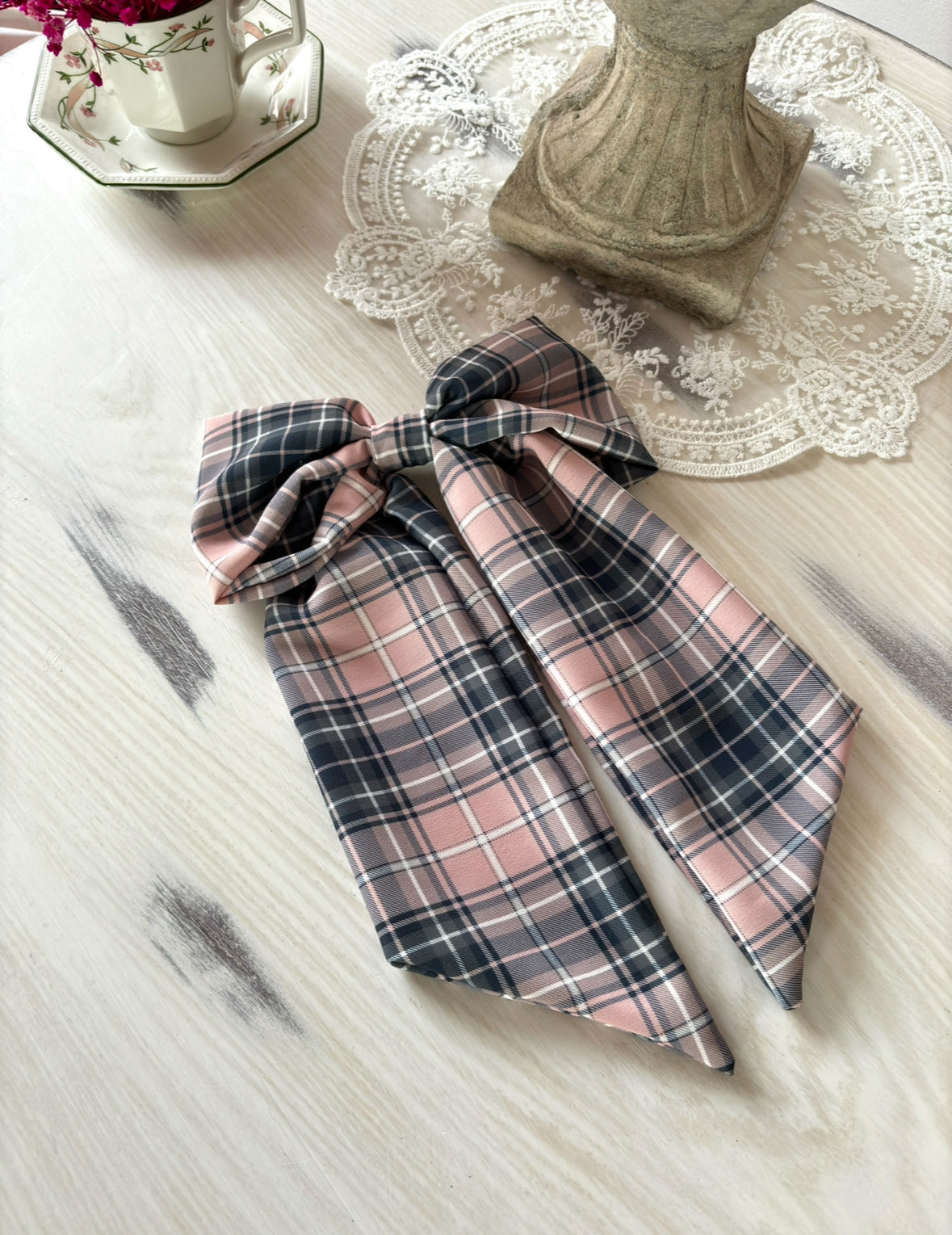 Blush Tartan Grand Bow