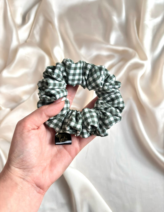 Moss Gingham Skinny Scrunchie