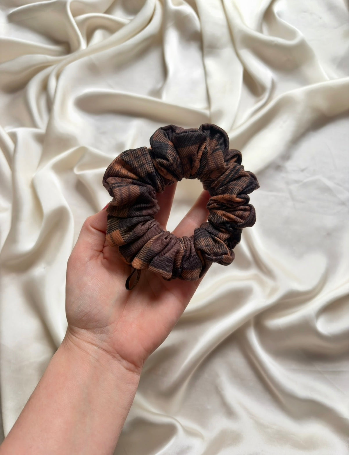 Chocolate Tartan Skinny Scrunchie