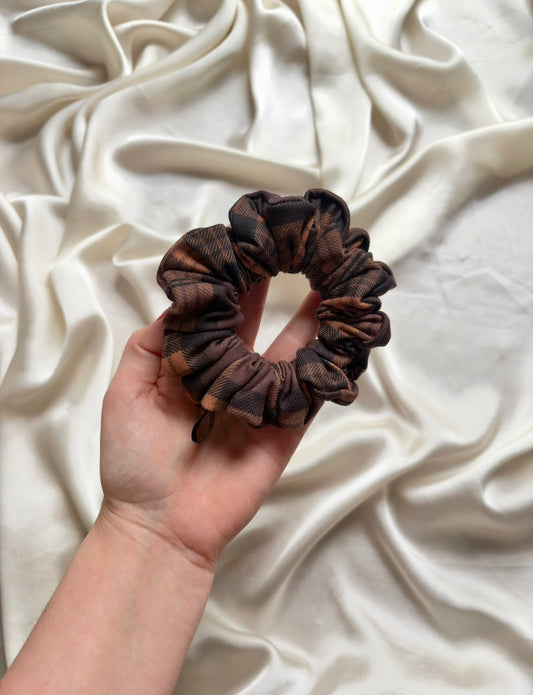 Chocolate Tartan Skinny Scrunchie