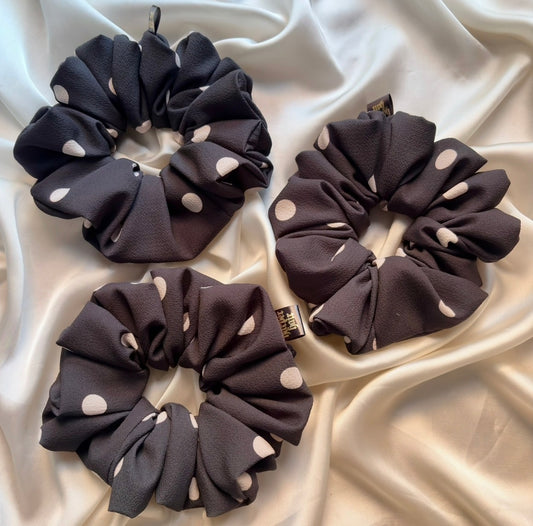 Black & Beige Polka Dot XL Scrunchie