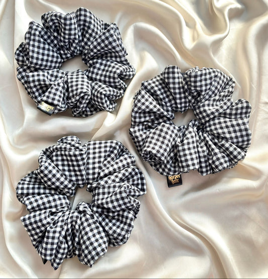 Monochrome Check Scrunchie