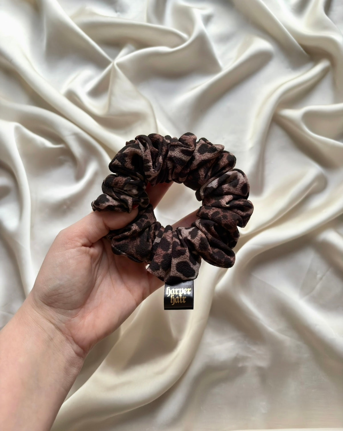 Dark Leopard Skinny Scrunchie