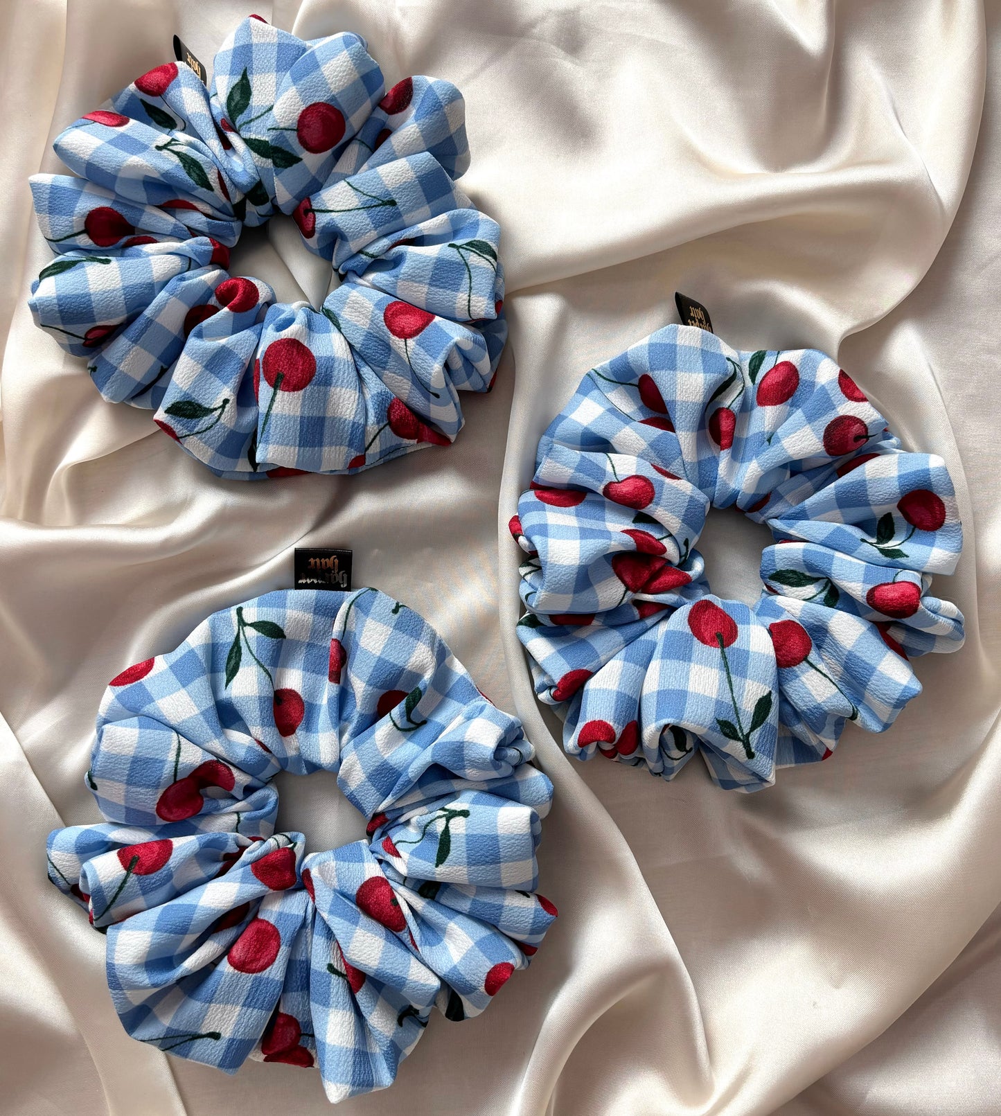 Cherry Check Scrunchie