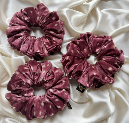 Velvet Burgundy Deer Print XL Scrunchie