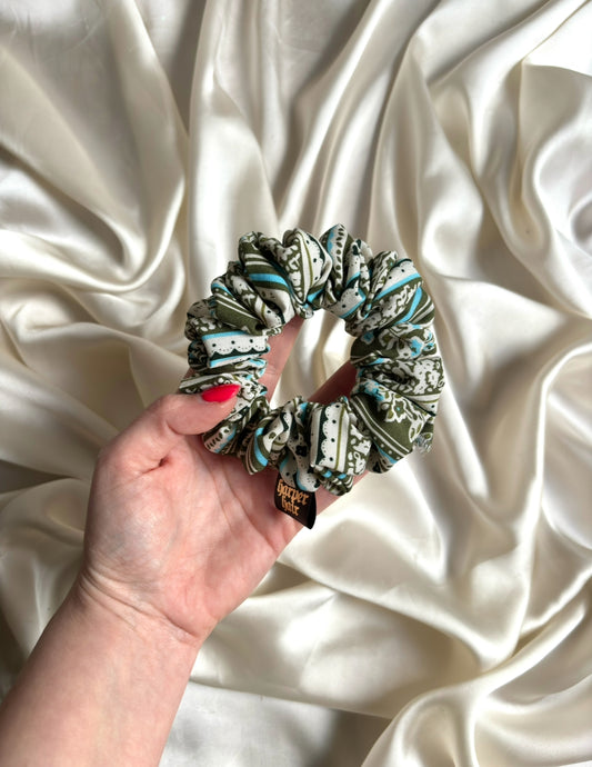 Olive Trellis Skinny Scrunchie