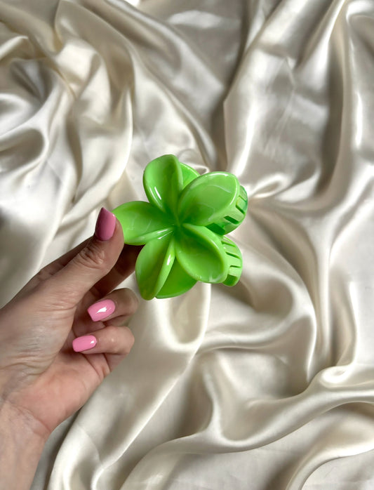 Lime Marble Flower Clip