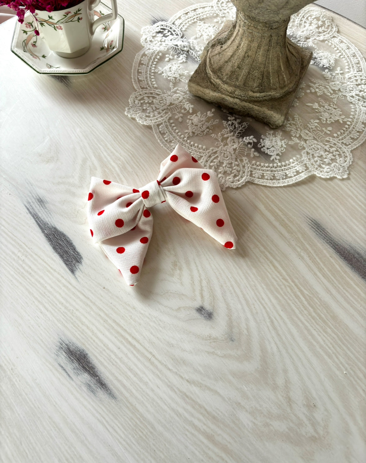 Red Polka Petite Bow