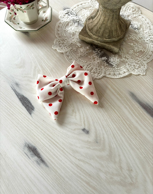 Red Polka Petite Bow