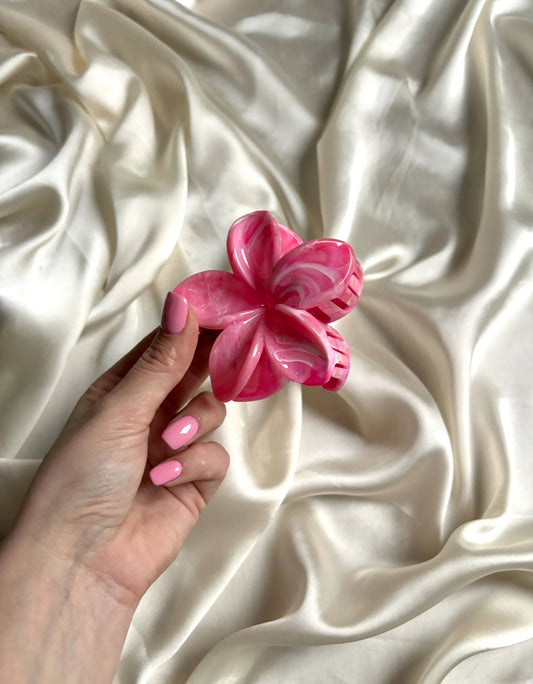 Pink Marble Flower Clip