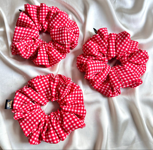 Ruby Gingham Scrunchie